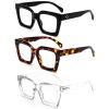 REAVEE 3 Pack Oprah Style Oversized Reading Glasses for Women Men, Blue Light Blocking Computer Thick Frame stylish Square Readers with Spring Hinge((Black/Tortoise/Clear, 3.5) view 2