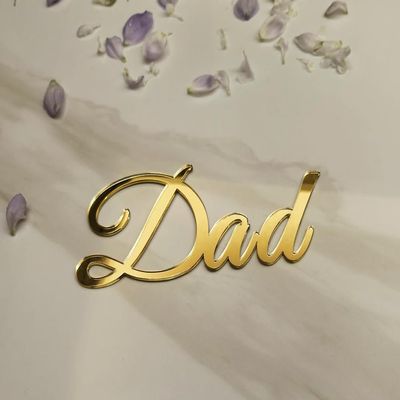 15pcs of Dad/Daddy Gold Cake Toppers,Father's Day Cake Toppers,Mirror Acrylic Cupcake Topper for Happy Birthday Father's day Cake Party Decoration (4'')
