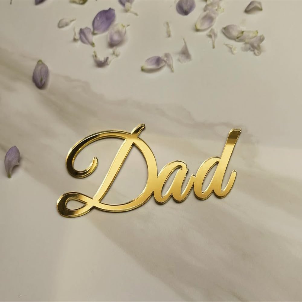 15pcs of Dad/Daddy Gold Cake Toppers,Father's Day Cake Toppers,Mirror Acrylic Cupcake Topper for Happy Birthday Father's day Cake Party Decoration (4'')