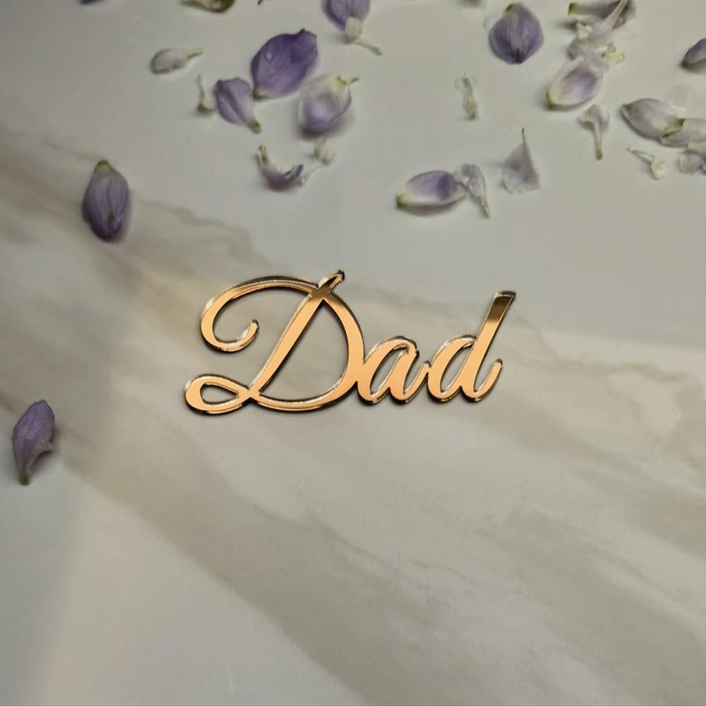 15pcs of Dad/Daddy Cake Toppers,Father's Day Cake Toppers,Mirror Acrylic Cupcake Topper for Happy Birthday Father's day Cake Party Decoration (4'', Rose Gold Mirror)