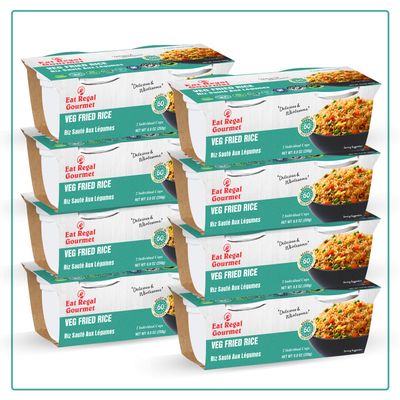 Eat Regal Flavored Rice, 2 Individual Cups, Ready in 1 Minutes (Pack of 8, Vegetable Fried Rice)
