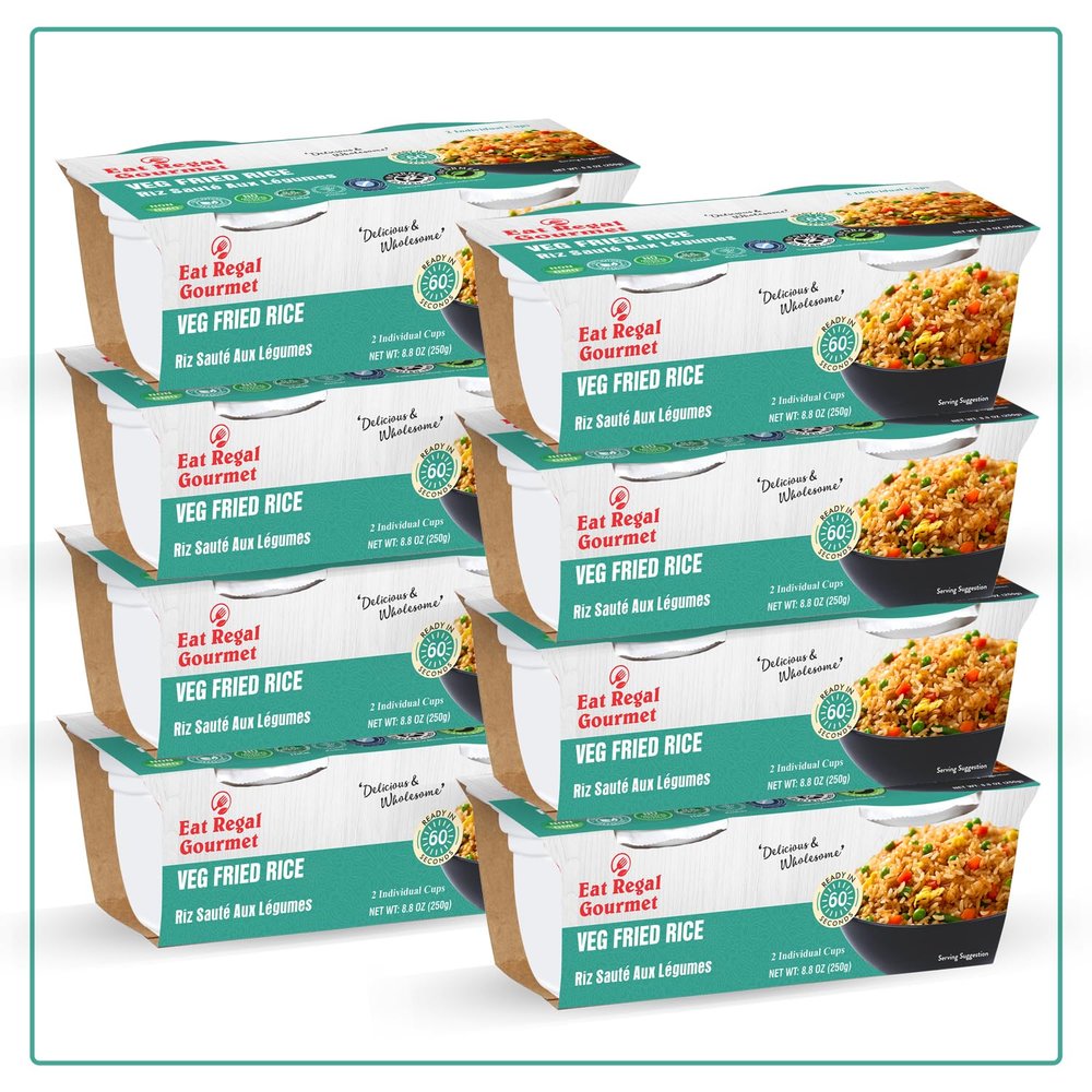 Eat Regal Flavored Rice, 2 Individual Cups, Ready in 1 Minutes (Pack of 8, Vegetable Fried Rice)