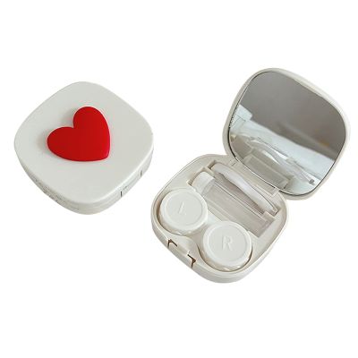 YPBEW Cute Contact Lens Case(Square And Heart) For Travel & Home Colorful Heart Lenses Remover Tool Kit With Contact Lens Holder