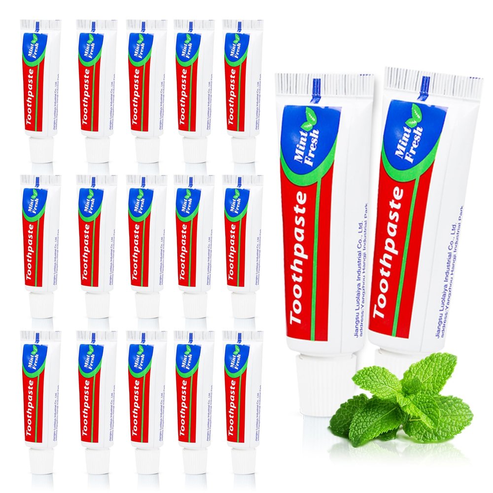 HAIFOTRVA 30 Tubes Bulk Travel Size Toothpaste,Miniature 0.88oz(25g) Small Toothpaste Travel Size Bulk 1.3x3.93 inches Peppermint Mini Disposable Toothpaste for Hotel,Guests,Homeless,Charity