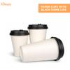 Kitchsy Compostable Biodegradable Paper Cups with Black Dome Lids - Eco-Friendly & Disposable: Pack of 150 - Perfect for Parties, Events, and Office Use (10 oz) view 2