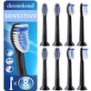 Toothbrush Heads Sensitive Compatible with Philips Sonicare Toothbrush Heads - Soft Replacement Heads for Sensitive Gums and Teeth - Gentle Brush Heads - Black - Replaces HX6058b - 8 Pack view 1