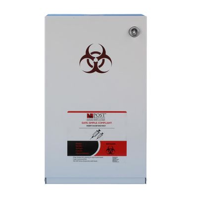 Conseal Sharps Cabinet, Sharps Disposal Container Storage, Sharps Container Wall Mount for 1 Gallon Biohazard Containers, Sharps Containers with Lock & Key, Powder Coated White Finish