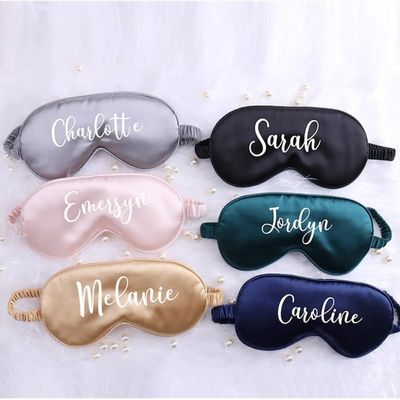 DOYOUWE Personalized Satin Eye Mask, Personalised Sleep Mask, Bridesmaid Eye Mask for Mother's Day Birthday Wedding Favors Customized Monogram Name Bridal Shower Travel Gift