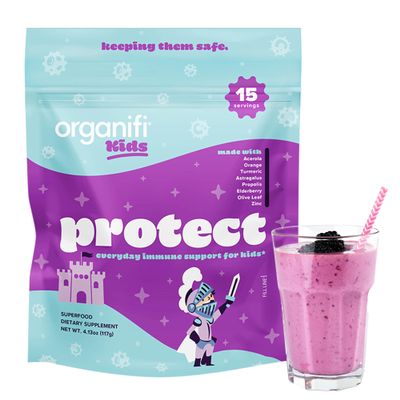Organifi Kids: Protect - Everyday Immune Support for Kids with Elderberry, Acerola Cherry and Zinc - Berry Flavored Immunity Powder - Plant-Based, Vegan, and No Gluten, Dairy or Soy - 15 Servings
