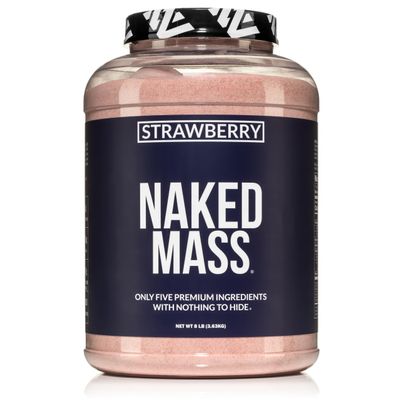 NAKED Strawberry Mass - 1,500 Calories, 50G Protein, Nothing Artificial. Strawberry Weight Gainer Protein Powder - 8lb Bulk, GMO Free, Gluten Free & Soy Free