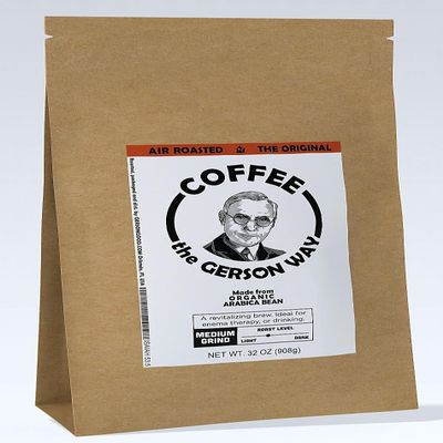 Coffee The Gerson Way, Organic Air-Roasted Ground Arabica Beans, Resealable Bag, Medium Roast (32 oz (2 lb) bag, Medium Roast)