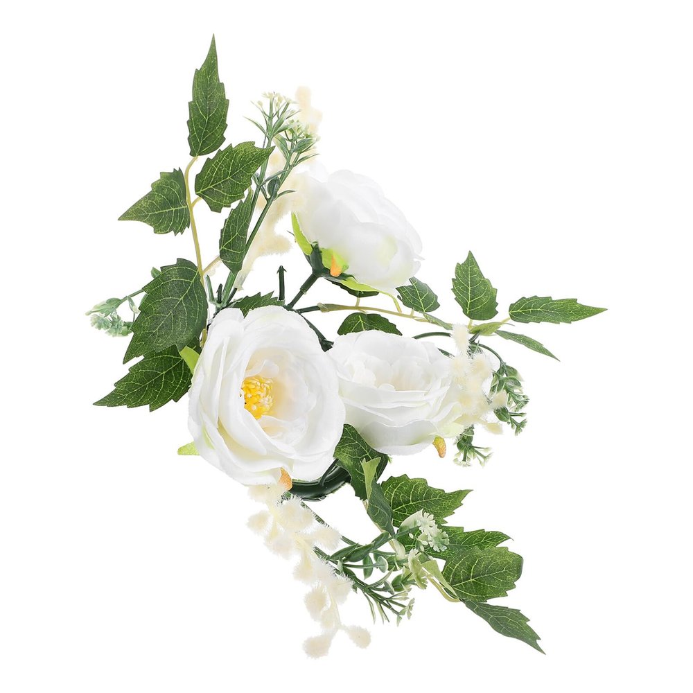 VOSAREA Pillar Candle Wreath Artificial Flowers for Home Decor Spring Table Centerpiece for Festivals Parties and Everyday Use