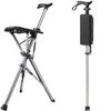 Haocloud Folding Cane Seat Set, Portable Cane Stool, Convenient Folding Cane Chair Seat, Aluminium Cane, 3 Legs Height Adjustable, Unisex Suitable for Elderly People, gaoyun-1001 view 1