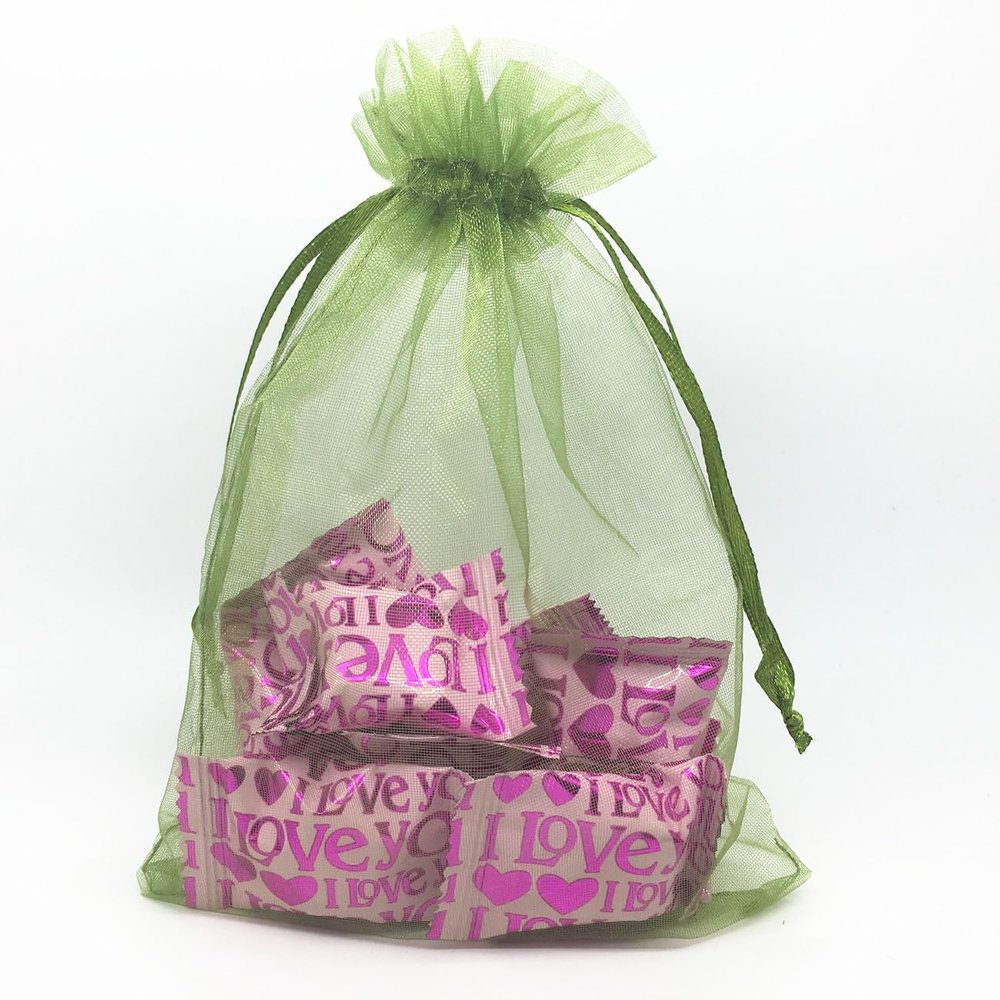 ANSLEY SHOP 50PCS 8x12 Inches Organza Gift Bags with Drawstring Gift Packaging Big Bags (Olive Green)