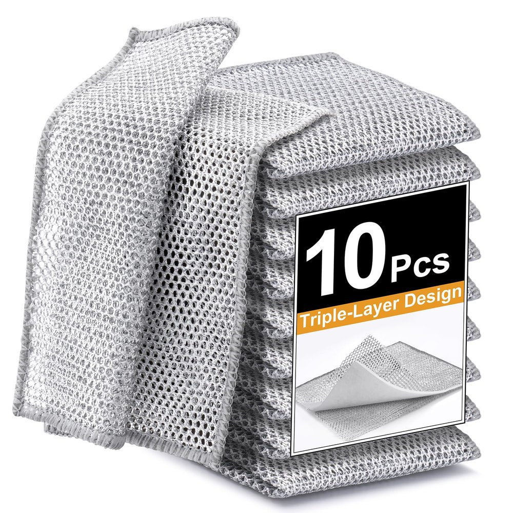 Inkhut Non Scratch Wire Dishcloth, Multipurpose Wire Dishwashing Rag for Wet and Dry, Multifunctional Dish Rags for Washing Dishes Kitchen Cleaning