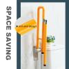 Flip Up Grab Bars, Handicap Stainless Steel Toilet Handrails 23.6 Inch Wall Mounted Bathroom Safety Support with Leg Flouresent for Elderly Seniors view 3