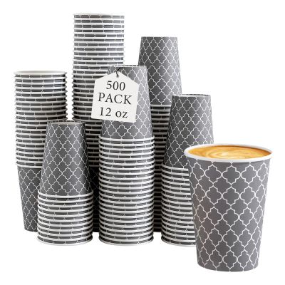Lamosi Coffee Cups 12OZ 500 Pack, Disposable Coffee Cup, Disposable Cups,12 oz Hot Cups,12 oz Paper Insulated Cup for Cold Hot Drinks (No Lids)