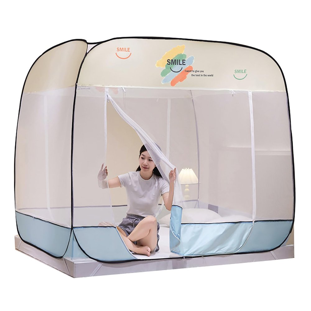 Mosquito Net for Bed,Portable Folding Net Bed with Bottom Mosquito Net Tent Use Mosquito Netting for Adults Trip Camping Travel,H,1.2M