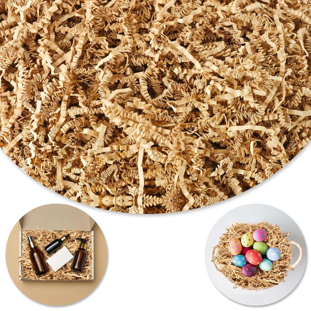Darfukei Crinkle Paper Filler, 1/2LB(8 oz) Shredded Paper For Gift Baskets, Kraft For Christmas gifts, Crinkle Cut Paper Shred For Birthdays, Weddings,Boxes Bags, Basket Filler, Anniversaries, Gift Wrapping