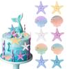 10Pcs Starfish Shell Cake Decorations Resin Beach Theme Cake Topper Under the Sea Ocean Birthday Party Decor DIY Phone Case Craft Jewelry Accessories (A) view 1
