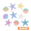 10Pcs Starfish Shell Cake Decorations Resin Beach Theme Cake Topper Under the Sea Ocean Birthday Party Decor DIY Phone Case Craft Jewelry Accessories (A) view 2