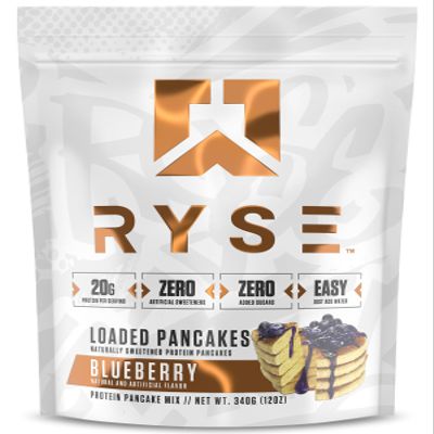 RYSE Loaded Protein Pancake & Waffle Mix - Blueberry - Naturally Sweetened Breakfast with 21g Protein, 3g MCTs and 2g Fiber - No Added Sugar - High Protein Snack for Clean Energy - 6 Servings