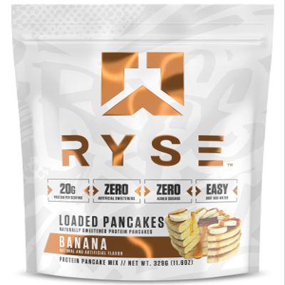 RYSE Loaded Protein Pancake & Waffle Mix - Banana - Naturally Sweetened Breakfast with 21g Protein, 3g MCTs and 2g Fiber - No Added Sugar - High Protein Snack for Clean Energy - 6 Servings