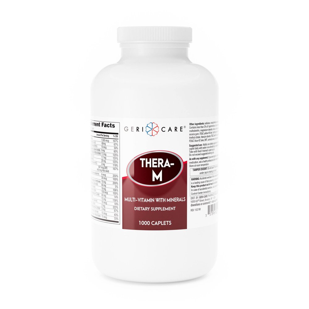 GeriCare Thera M Multivitamin Caplets, Blend of Vitamins and Minerals to Ensure Maximum Nutritional Support Antioxidant Protection Supplement, 1000 Count (Pack of 1)