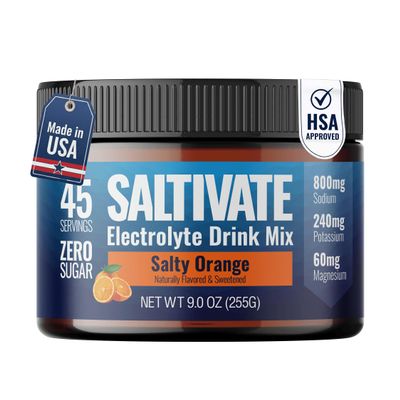 Saltivate Electrolytes Powder, Salty Orange, 800mg Sodium, 45 Servings