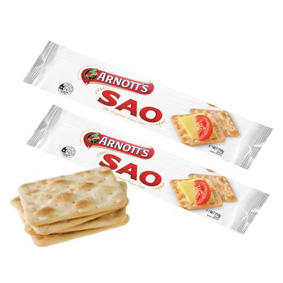 ARNOTT'S Family Favourites SAO Crackers (Pack Of 2 x 250g Ea) The Original Since 1906 Full Size, A family favorite for generations