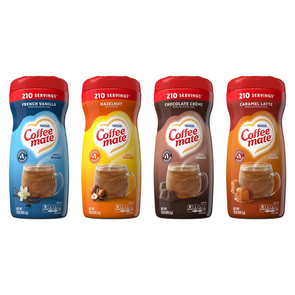 Coffee mate Flavored Creamer 4 Pack Variety Pack (15 oz bottles) - Chocolate Crme, French Vanilla, Hazelnut, Caramel Latte