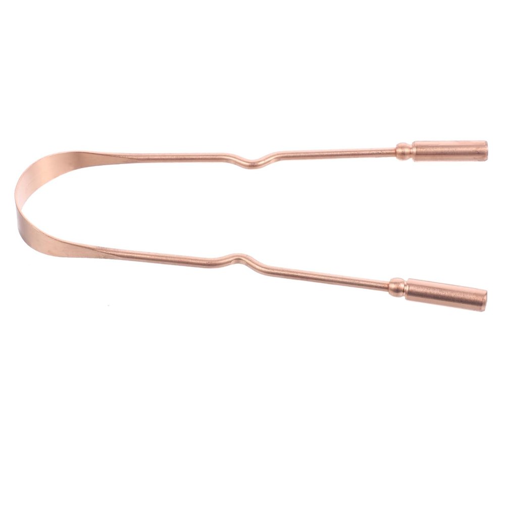 ARTIBETTER 1pc Portable Pure Copper Scrapper Mouth Fresh Breath Ergonomic Design Scraping Case