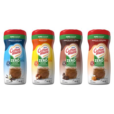 Coffee mate Zero Sugar Flavored Creamer 4 Pack Variety Pack (10.2 oz bottles)  Vanilla Caramel, Hazelnut, French Vanilla, Chocolate Crme