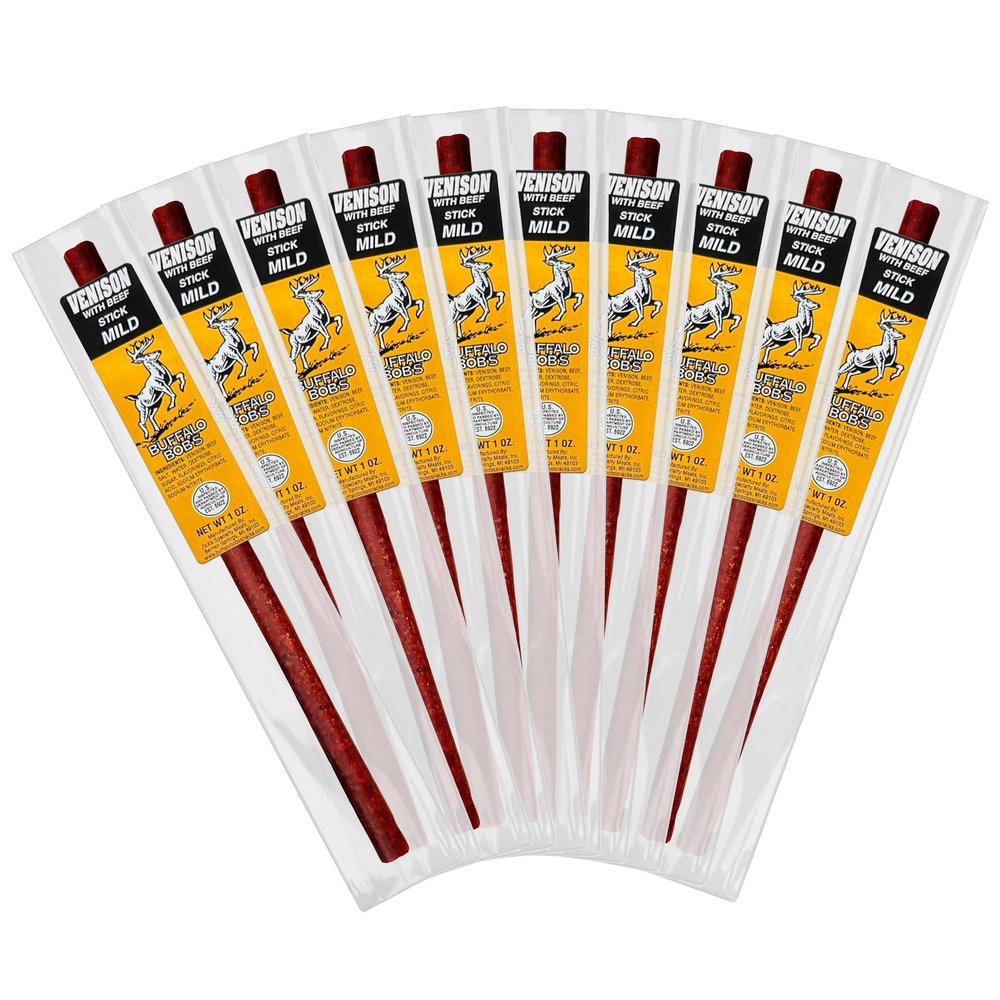 Buffalo Bob's Wild Game Meat Snack Stick - Venison Mild Stick 10 Pack