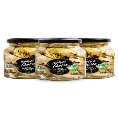 Perfect Choice Grilled Artichoke Halves in Oil - Delicious for Salads, Pizzas & More - 9.9 oz (Pack of 3)