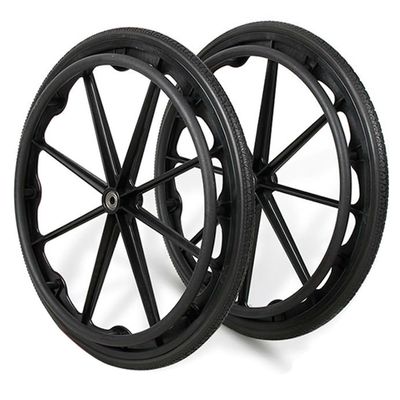 22/24 Inch Rear Wheel Replacement for Manual Wheelchair, Solid PU Tires, 1/2" (12 mm) Bearing, for Wheelchairs, Rollators, Walkers (Color : Black, Size : 60cm(24inch))