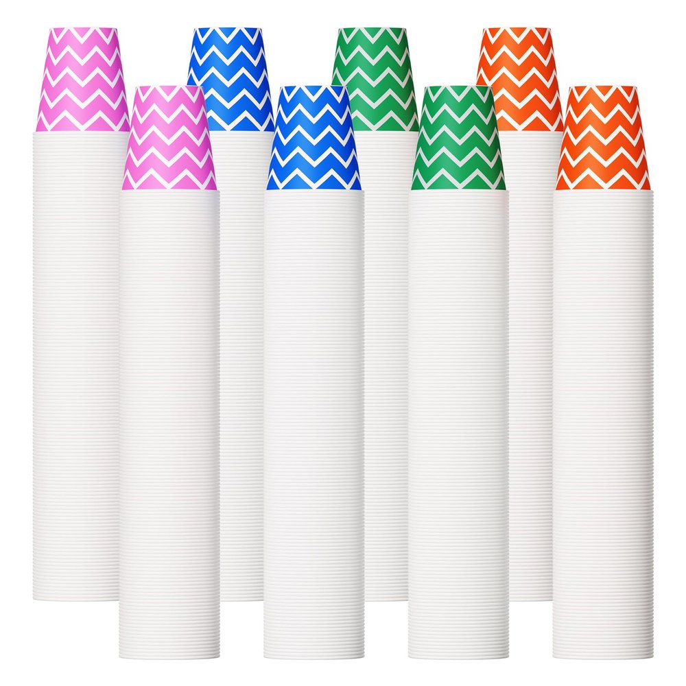 1000 Pack 5oz Paper Cups, Multicolor Paper Disposable Cups, Small Mouthwash Cups, Cold Beverage Drinking Cup for Party, Travel and Event (Strip)