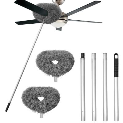 Ceiling Fan Cleaner Duster,Reusable Microfiber Ceiling Fan Blade Cleaner Duster with Extendable Long Handle Removable 13 to 48 in for Cleaning Bookshelves,Door,Window Top (Gray)