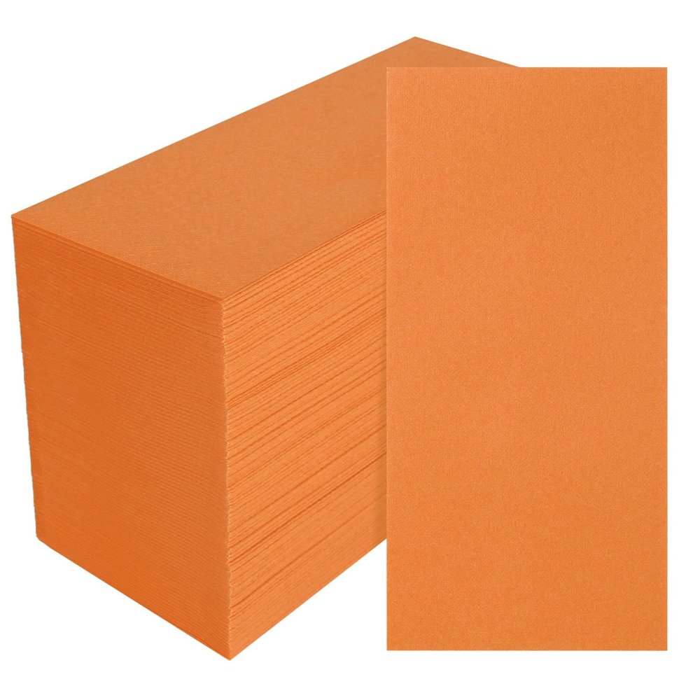 100 Pack Orange Paper Napkins, Disposable Linen-Feel Guest Towels Cloth-Like Hand Towels, Soft, Absorbent, Paper Hand Napkins for Kitchen, Bathroom, Parties, Weddings, Dinners - 12" x 17"