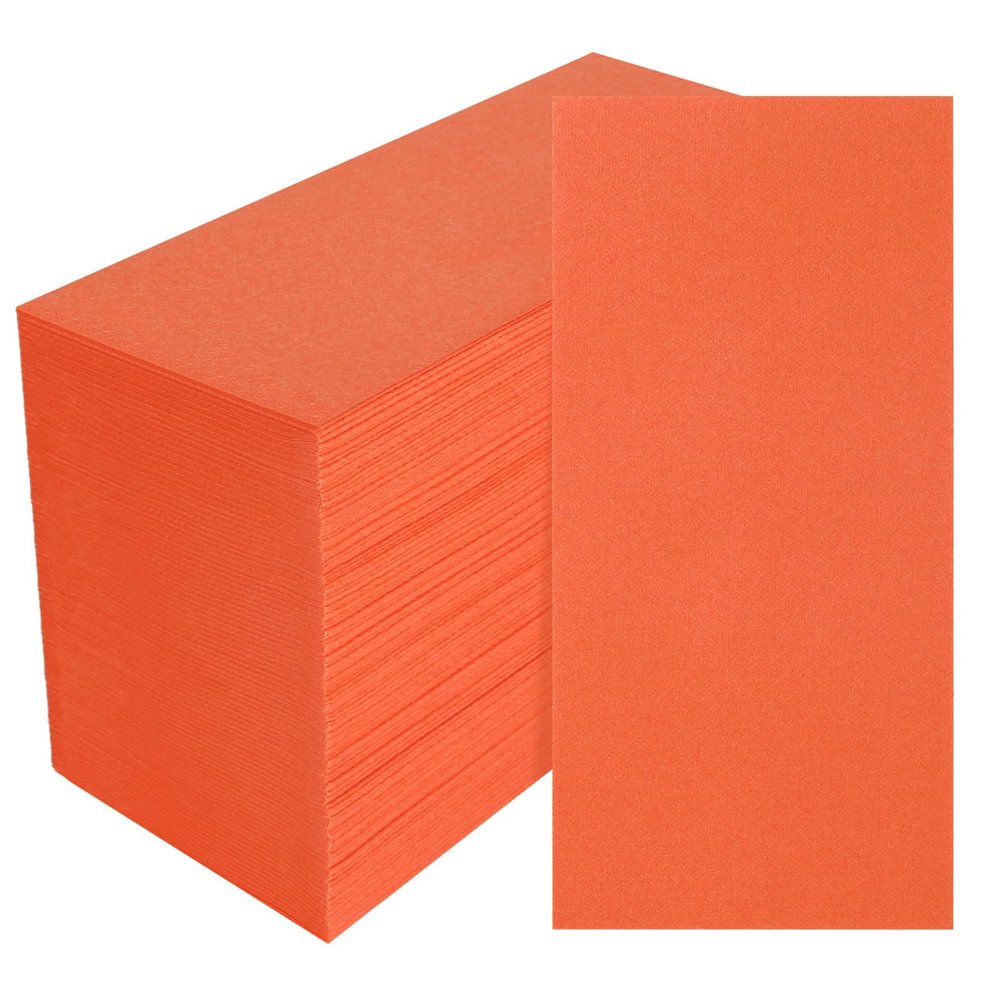 100 Pack Bright Orange Paper Napkins, Disposable Linen-Feel Guest Towels Cloth-Like Hand Towels, Soft, Absorbent, Paper Hand Napkins for Kitchen, Halloween, Parties, Weddings, Dinners - 12" x 17"