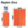100 Pack Bright Orange Paper Napkins, Disposable Linen-Feel Guest Towels Cloth-Like Hand Towels, Soft, Absorbent, Paper Hand Napkins for Kitchen, Halloween, Parties, Weddings, Dinners - 12" x 17" view 2