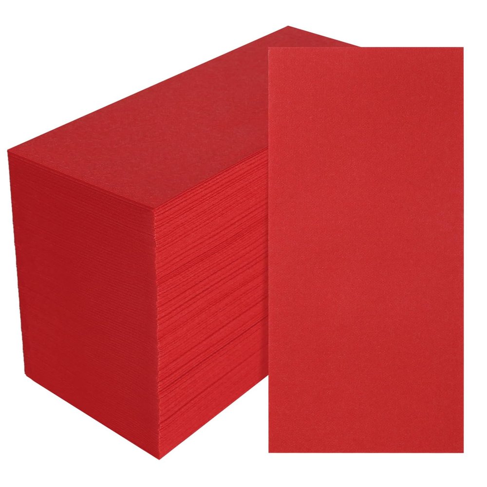 100 Pack Red Paper Napkins, Disposable Linen-Feel Guest Towels Cloth-Like Hand Towels, Soft, Absorbent, Paper Hand Napkins for Kitchen, Bathroom, Parties, Weddings, Dinners - 12" x 17"