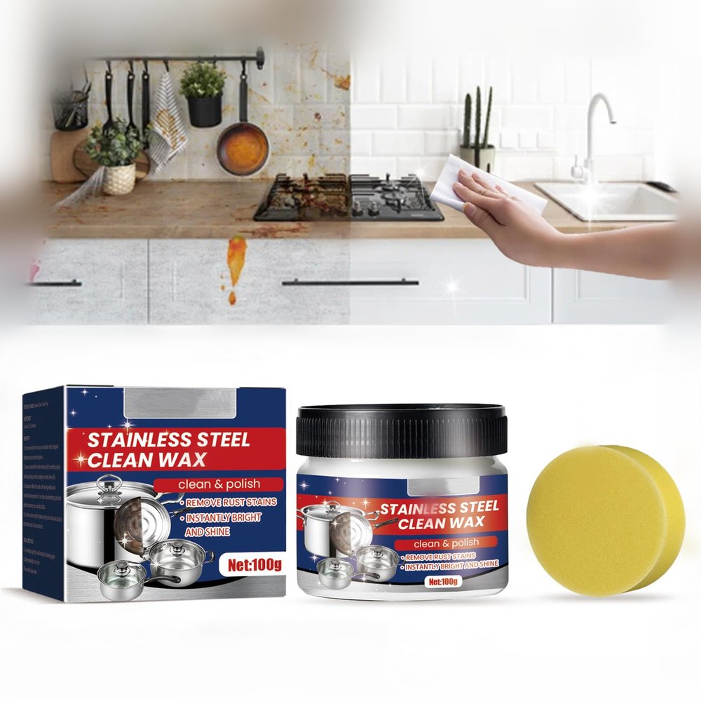 Stainless Steel Stain Cleaning Wax,Magical Nano-technology Stainless Steel Cleaning Paste-Surface Safe, No Residue