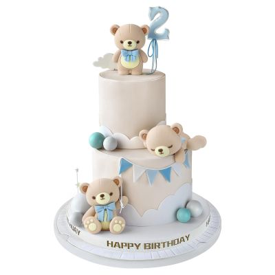 12 PCS Bear Cake Topper, Bear Cake Decorations with Balls Cake Toppers for Boys Girls Baby Shower Birthday Party DecorationsBlue)
