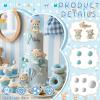 12 PCS Bear Cake Topper, Bear Cake Decorations with Balls Cake Toppers for Boys Girls Baby Shower Birthday Party DecorationsBlue) view 3