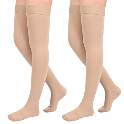 2Pairs Ktinnead 20-30mmHg Thigh High Compression Stockings for Women, Closed-Toe Thigh High Compression Socks, Medical Compression Stockings for Pregnant, Teacher, Doctor, Varicose Veins, lymphedema