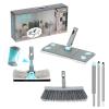 3-in-1 Detachable Broom and Mop Set Combo for House Cleaning, Collapsible Broom and Mop for RV Camping, Home, Dorm, Extension Pole, Window Squeegee, Grey view 1
