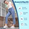 3-in-1 Detachable Broom and Mop Set Combo for House Cleaning, Collapsible Broom and Mop for RV Camping, Home, Dorm, Extension Pole, Window Squeegee, Grey view 2