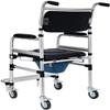 3 in 1 Folding Bedside Commode Chair, Extra Wide Medical Toilet Chair with Wheel Safety Steel Frame, Adjustable Height Commode Toilet view 3