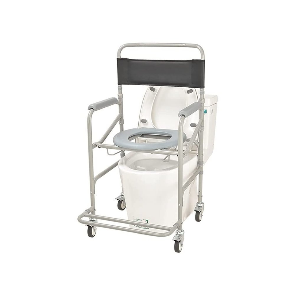 Foldable Commode/Shower Chair Folding Toilet Chair,Bedside Commodes Chair,Rolling Bathroom Wheelchair Shower Chair with Armrests Backrest,Pregnant Women Elderly Toilet Alternative Chair